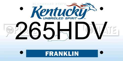 265HDV Kentucky License Plate