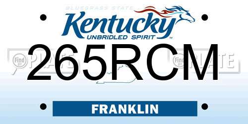 265RCM Kentucky License Plate