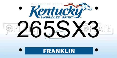 265SX3 Kentucky License Plate