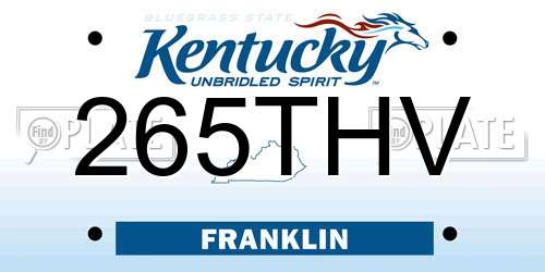 265THV Kentucky License Plate