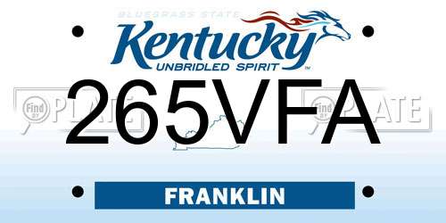 265VFA Kentucky License Plate