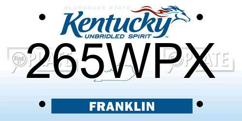 265WPX Kentucky License Plate
