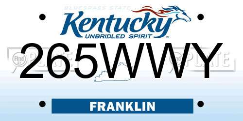 265WWY Kentucky License Plate