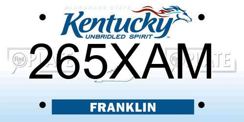 265XAM Kentucky License Plate