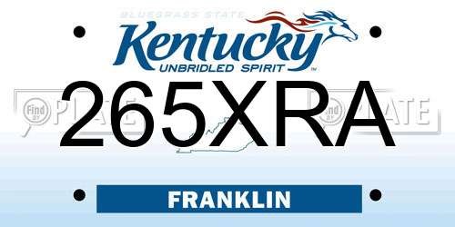 265XRA Kentucky License Plate