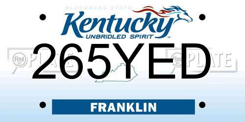 265YED Kentucky License Plate