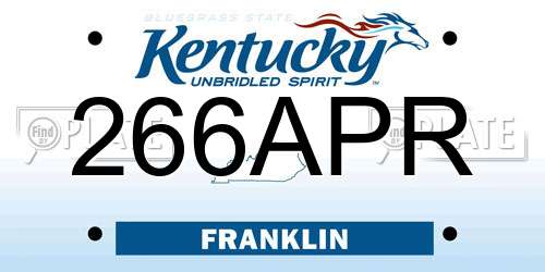 266APR Kentucky License Plate