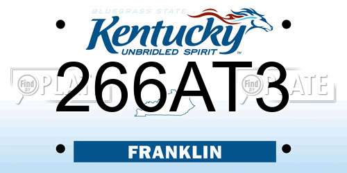 266AT3 Kentucky License Plate