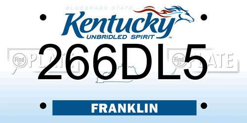 266DL5 Kentucky License Plate