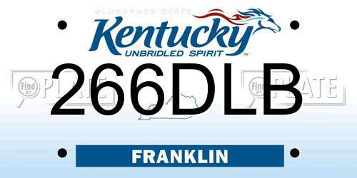 266DLB Kentucky License Plate