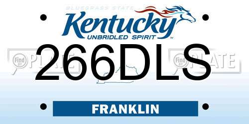 266DLS Kentucky License Plate