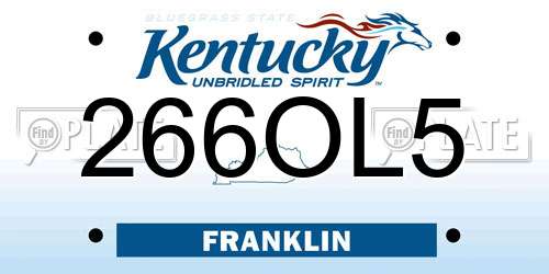 266OL5 Kentucky License Plate