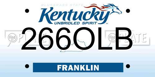 266OLB Kentucky License Plate