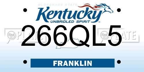 266QL5 Kentucky License Plate