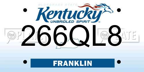 266QL8 Kentucky License Plate