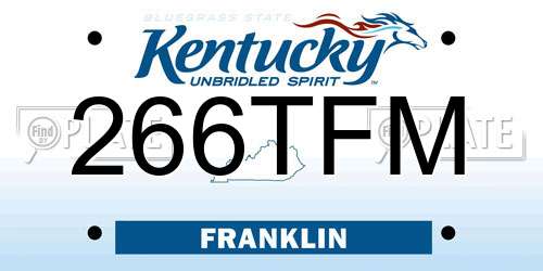 266TFM Kentucky License Plate
