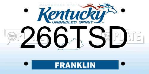 266TSD Kentucky License Plate