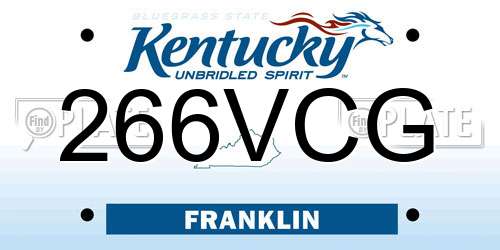 266VCG Kentucky License Plate