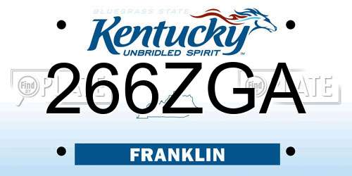 266ZGA Kentucky License Plate