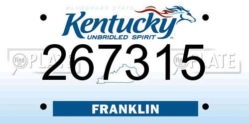 267315 Kentucky License Plate
