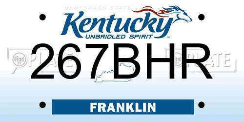 267BHR Kentucky License Plate