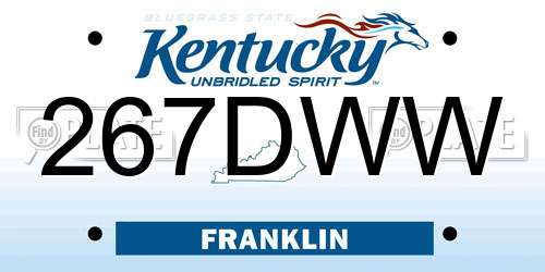 267DWW Kentucky License Plate