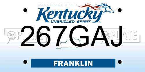 267GAJ Kentucky License Plate