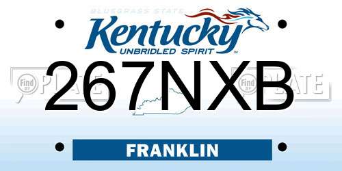 267NXB Kentucky License Plate