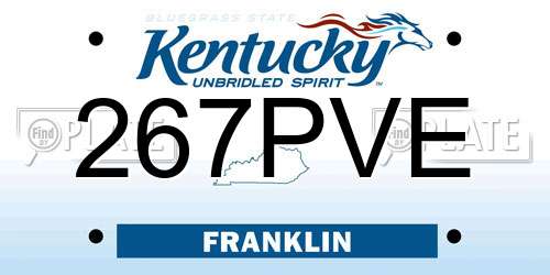 267PVE Kentucky License Plate