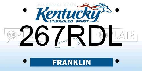 267RDL Kentucky License Plate
