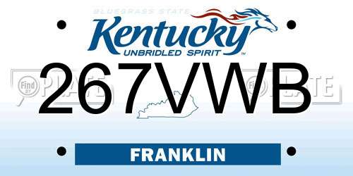 267VWB Kentucky License Plate