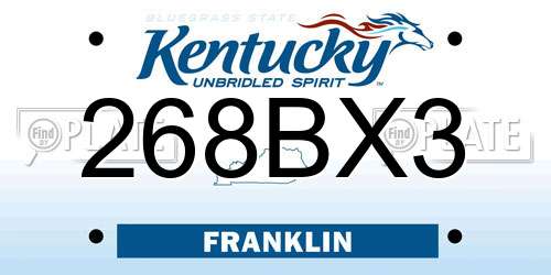 268BX3 Kentucky License Plate