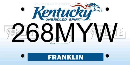 268MYW Kentucky License Plate