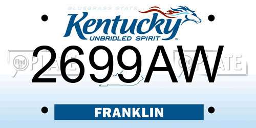 2699AW Kentucky License Plate