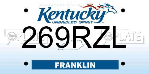 269RZL Kentucky License Plate