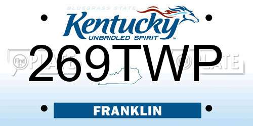 269TWP Kentucky License Plate