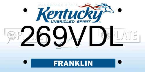 269VDL Kentucky License Plate