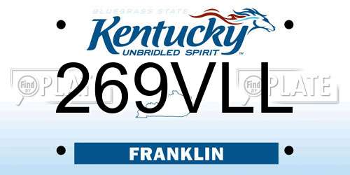 269VLL Kentucky License Plate
