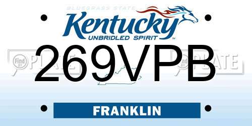 269VPB Kentucky License Plate