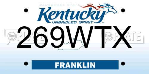 269WTX Kentucky License Plate