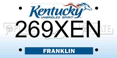 269XEN Kentucky License Plate