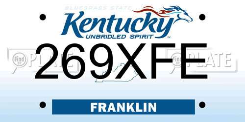 269XFE Kentucky License Plate