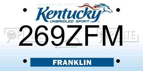 269ZFM Kentucky License Plate
