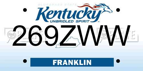 269ZWW Kentucky License Plate