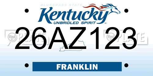 26AZ123 Kentucky License Plate