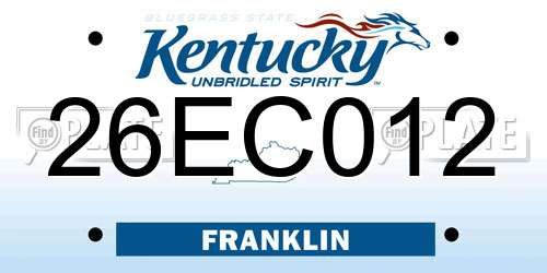 26EC012 Kentucky License Plate
