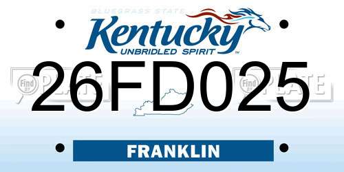 26FD025 Kentucky License Plate
