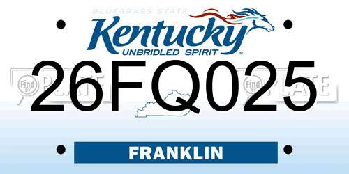 26FQ025 Kentucky License Plate