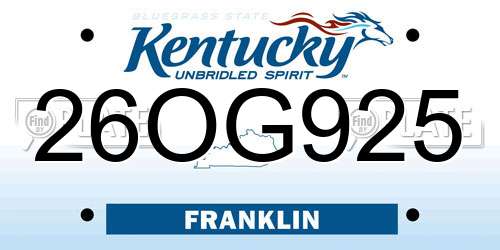 26OG925 Kentucky License Plate