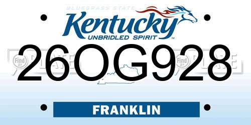 26OG928 Kentucky License Plate